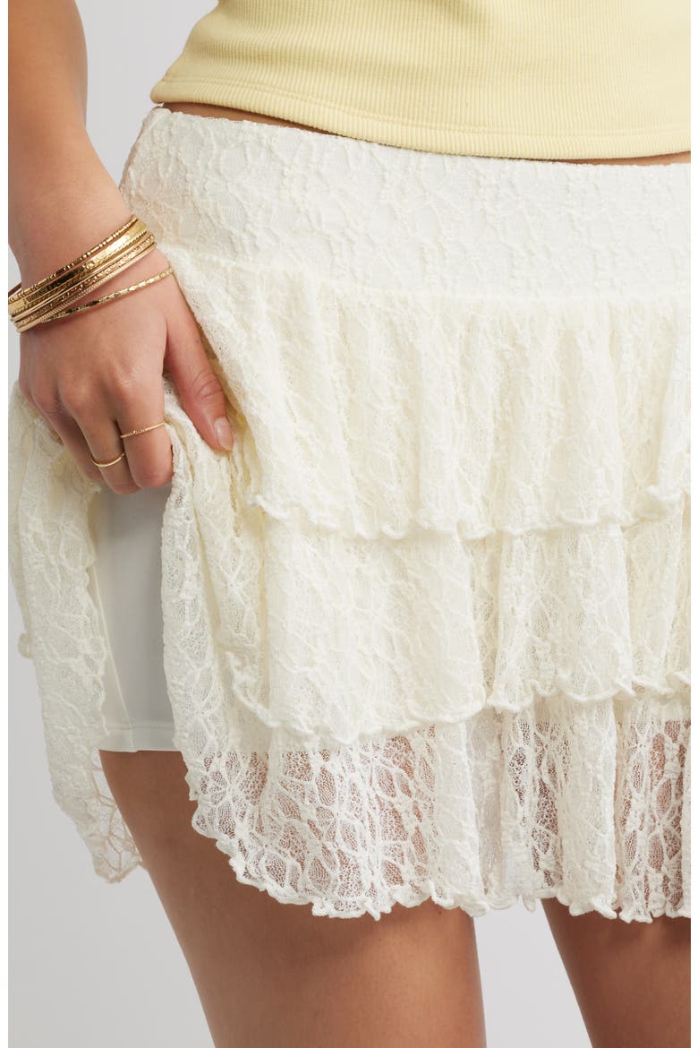 Lace Tiered Mini Skort, Alternate, color, IVORY
