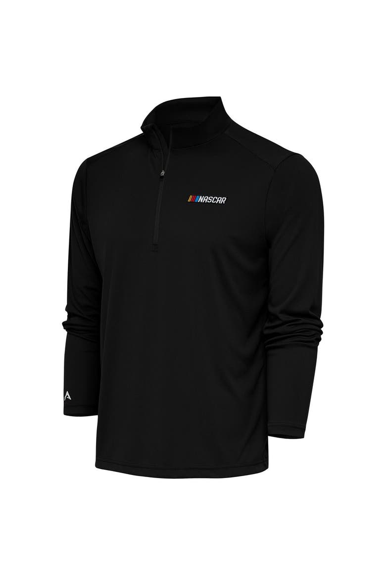 Men's Antigua  Black NASCAR Tribute Quarter-Zip Pullover Top, Main, color, Black