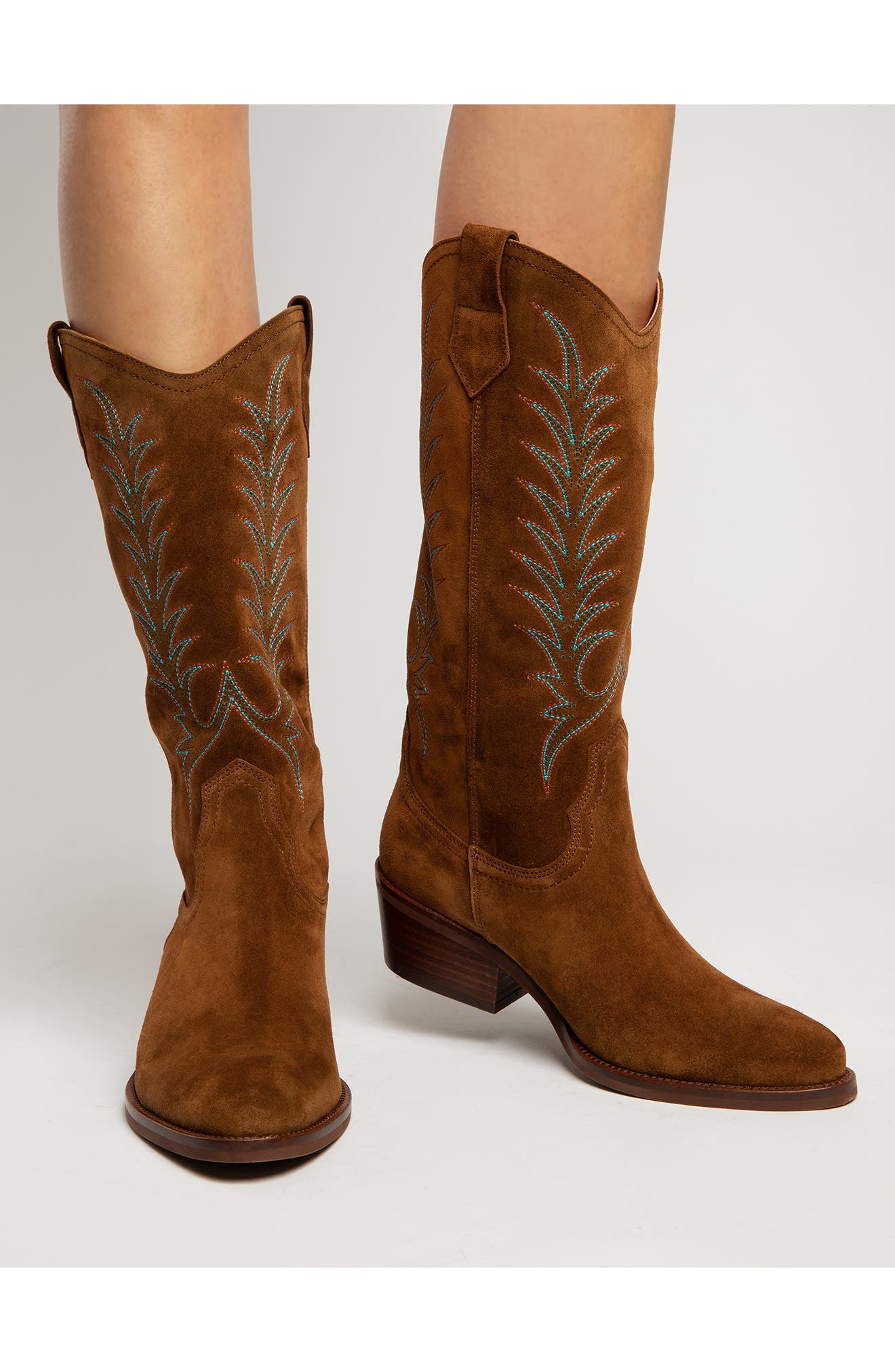 Penelope Chilvers Goldie Embroidered Cowboy Boot, Alternate, color, Peat