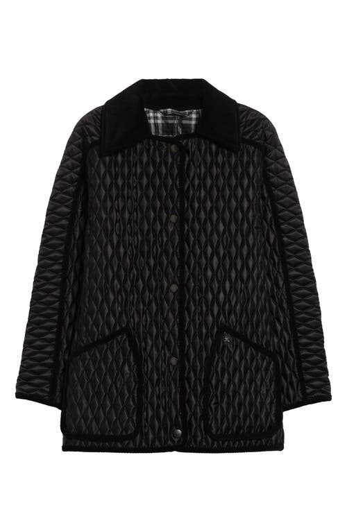 Burberry Diamond Quilted Thermoregulated Barn Jacket In Black