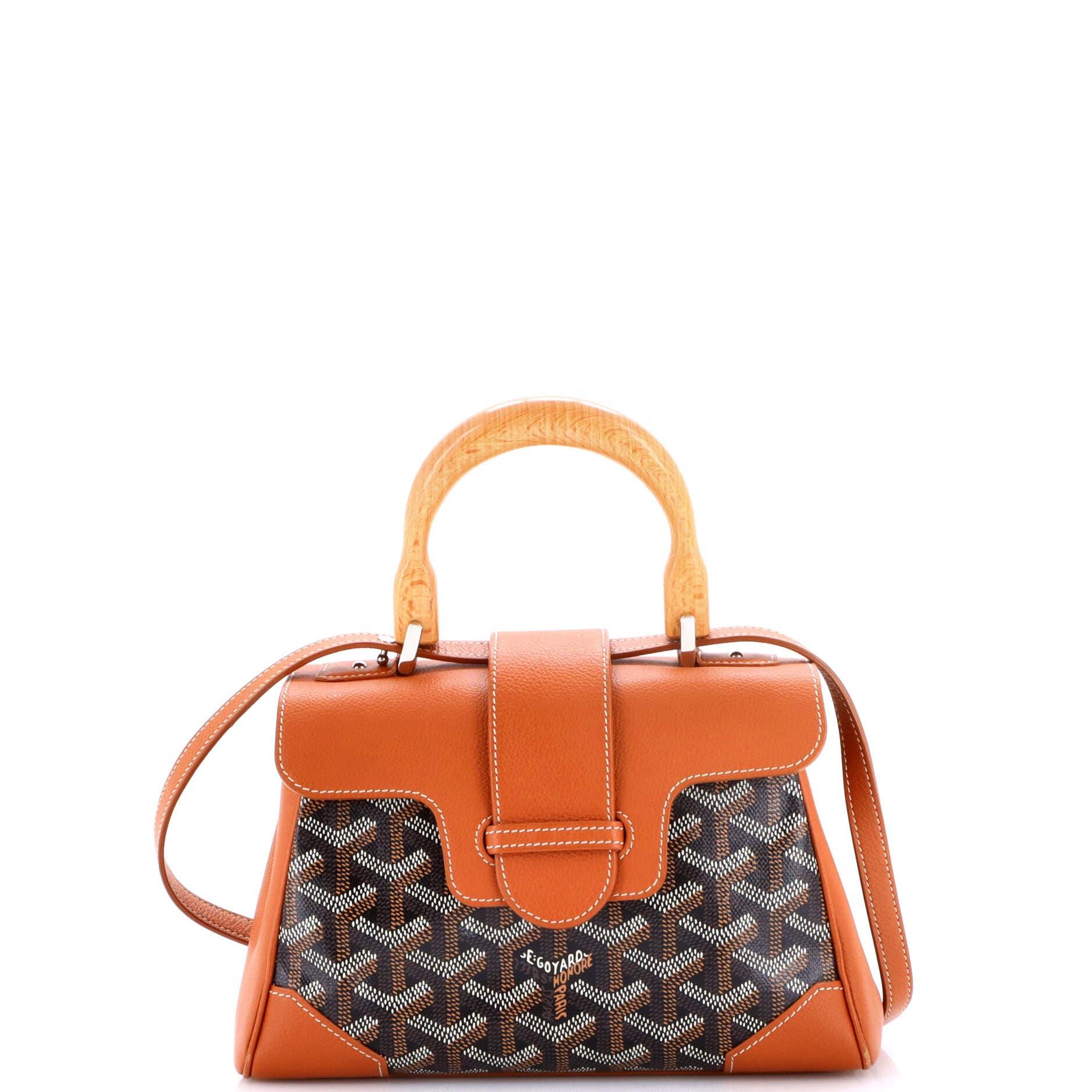 Pre-Owned Goyard Saigon Top Handle Bag Coated Canvas with Leather Mini, Main, color, Brown