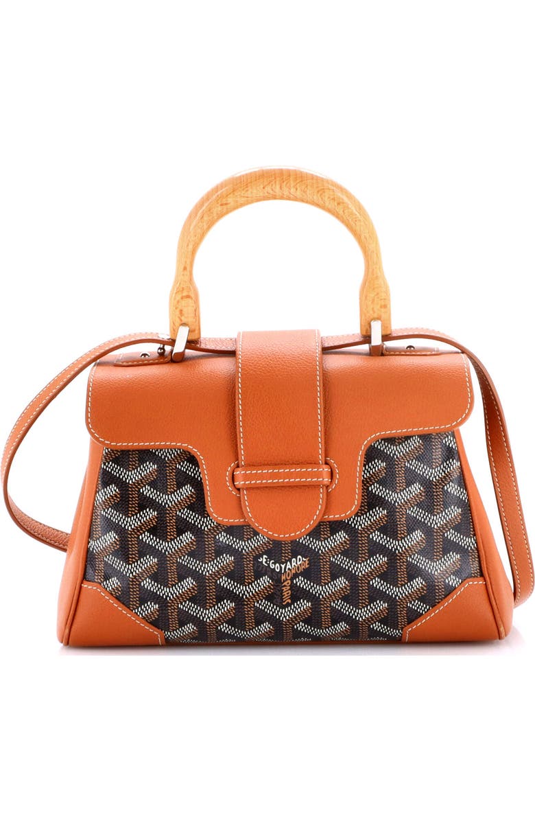 Pre-Owned Goyard Saigon Top Handle Bag Coated Canvas with Leather Mini, Main, color, Brown