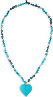 SAACHI Beaded Heart Pendant Necklace