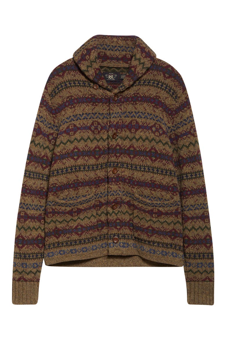 Fair Isle Wool Cardigan, Alternate, color, LODEN HEATHER MULTI
