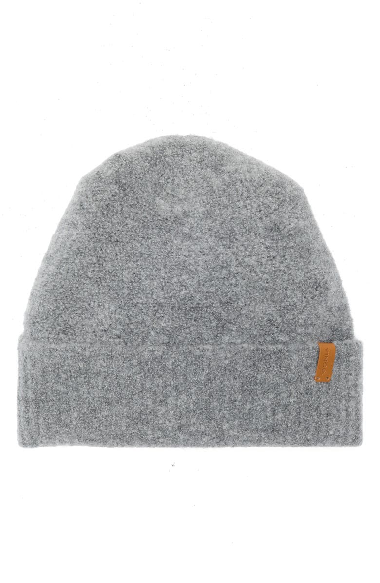 Vince Wool Blend Bouclé Beanie, Main, color, Heather Grey