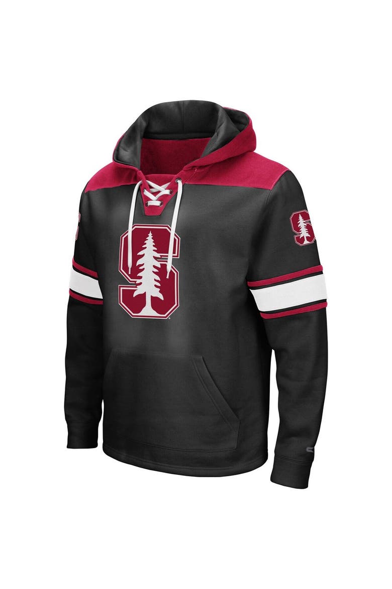 Men's Colosseum Black Stanford Cardinal 2.0 Lace-Up Pullover Hoodie, Alternate, color, Black