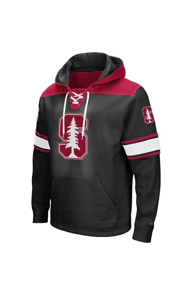 COLOSSEUM Men's Colosseum Black Stanford Cardinal 2.0 Lace-Up Pullover Hoodie, Alternate, color, Black