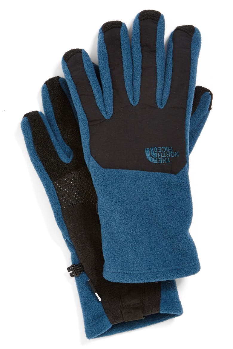 'Denali' E-Tip Gloves, Main, color, MONTEREY BLUE/ TNF BLACK