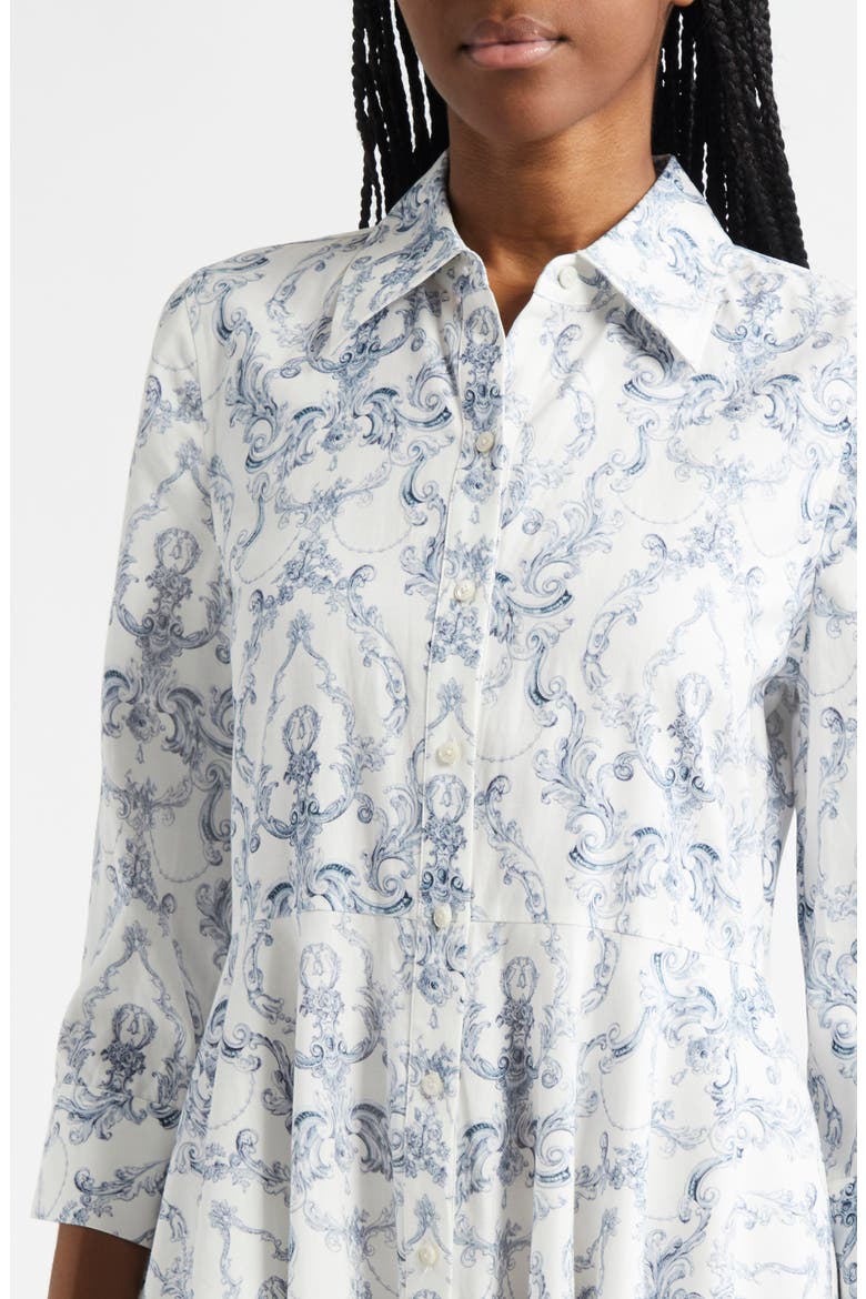 Meadow Shirtdress, Alternate, color, WHITE BLUE SCROLL TOILE