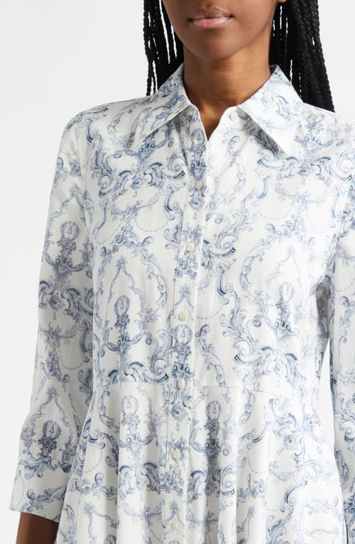 Shop L Agence L'agence Meadow Shirtdress In White Blue Scroll Toile