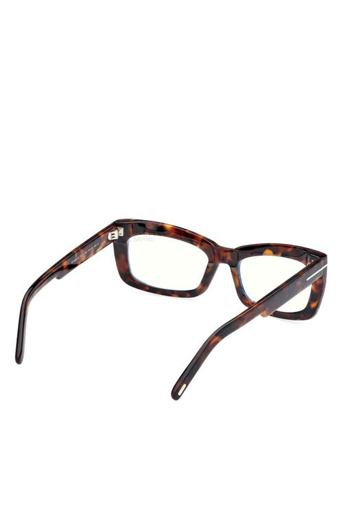 Tom Ford 55mm Rectangular Blue Light Blocking Glasses In Brown