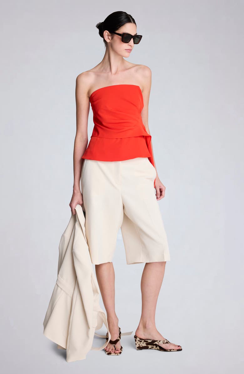 Kenneth Cole Pleated Strapless Top, Alternate, color, Lava Red