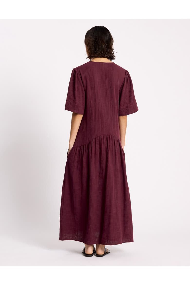 Cheesecloth V-Neck Tunic Maxi Dress, Alternate, color, Red