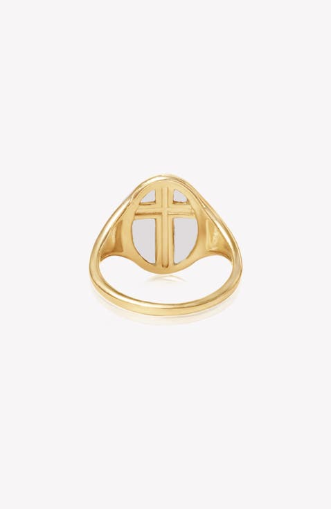 Mother Of Pearl Cross Ring