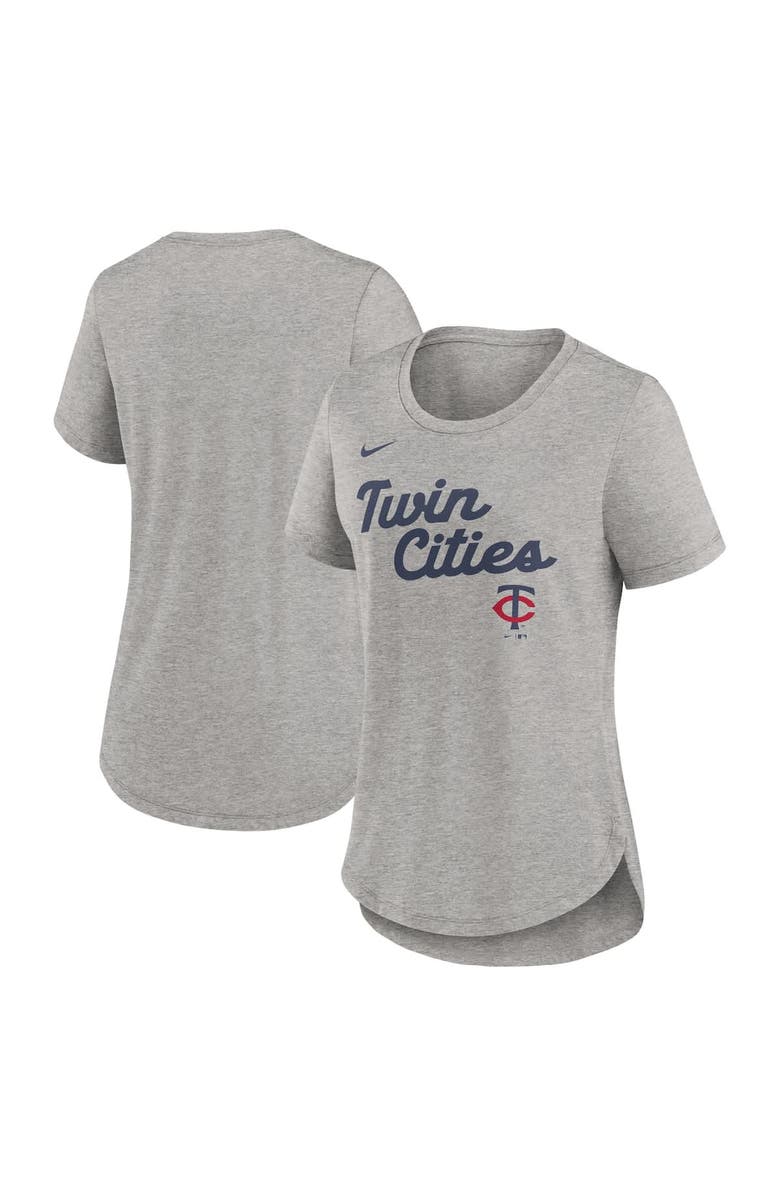 Nike Women's Nike Heather Gray Minnesota Twins Script Tri-Blend T-Shirt, Main, color, Heather Gray
