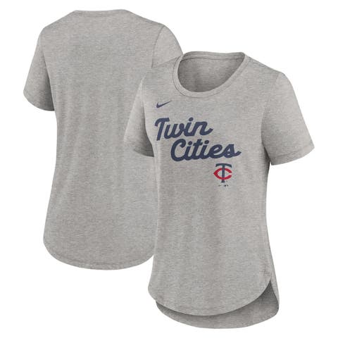 Women's Nike Heather Gray Minnesota Twins Script Tri-Blend T-Shirt
