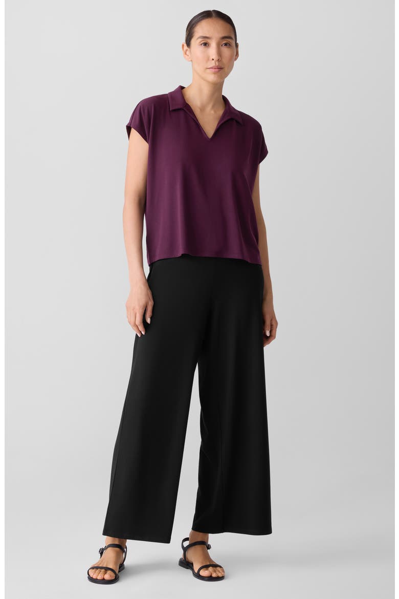 Boxy Johnny Collar Jersey Top, Alternate, color, BLACKBERRY