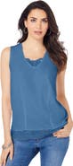 Roaman's Lace Trim Satin Tank
