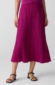 Eileen Fisher Crinkled Silk Midi Skirt