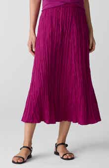 Eileen Fisher Crinkled Silk Midi Skirt