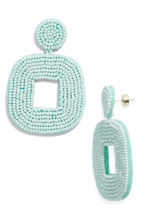 Beaded Square Drop Earrings
