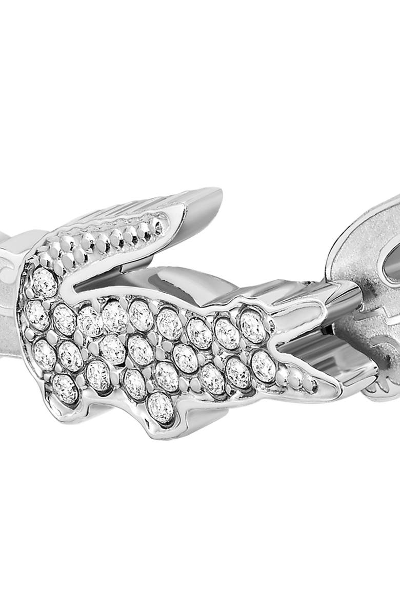 Lacoste Crocodile Pavé Bracelet, Alternate, color, Silver