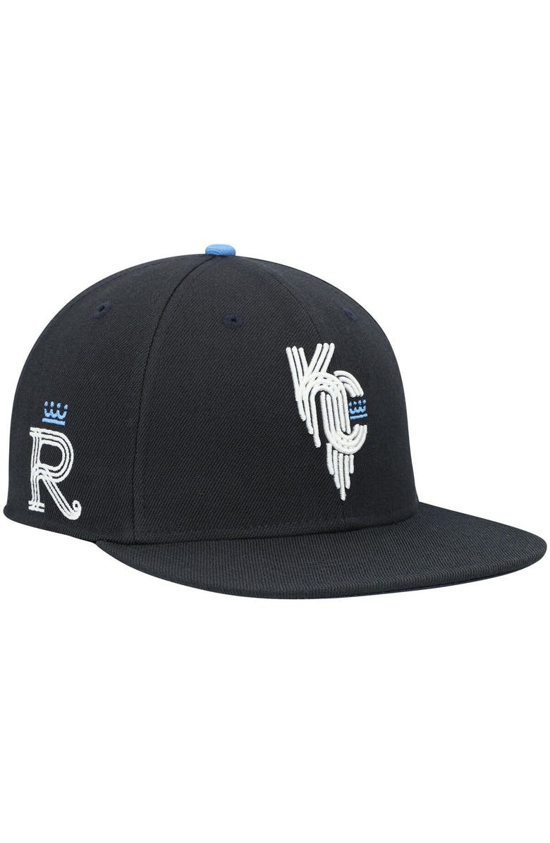 '47 Men's '47 Navy Kansas City Royals 2021 City Connect Captain Snapback Hat, Main, color, 