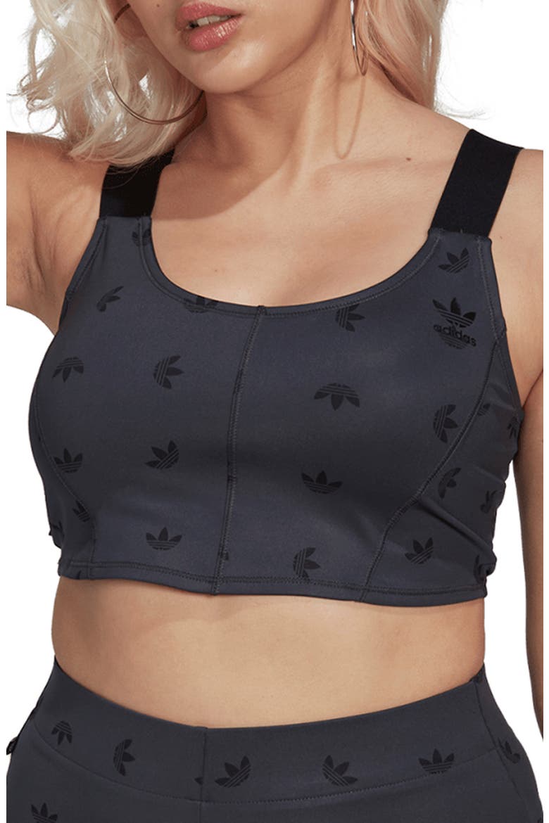 Trefoil Corset Crop Top, Main, color, NIGHT GREY