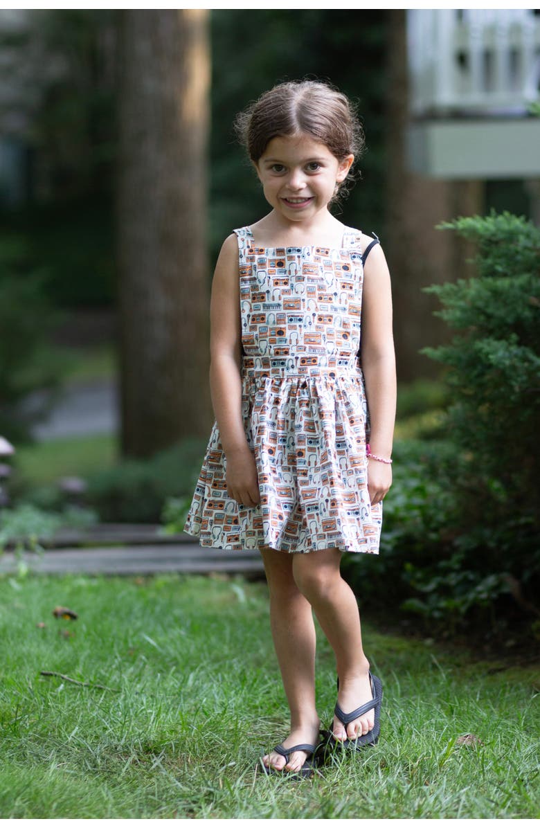 WORTHY THREADS Girls Pinafore Dress, Alternate, color, Boommbox/Headphones