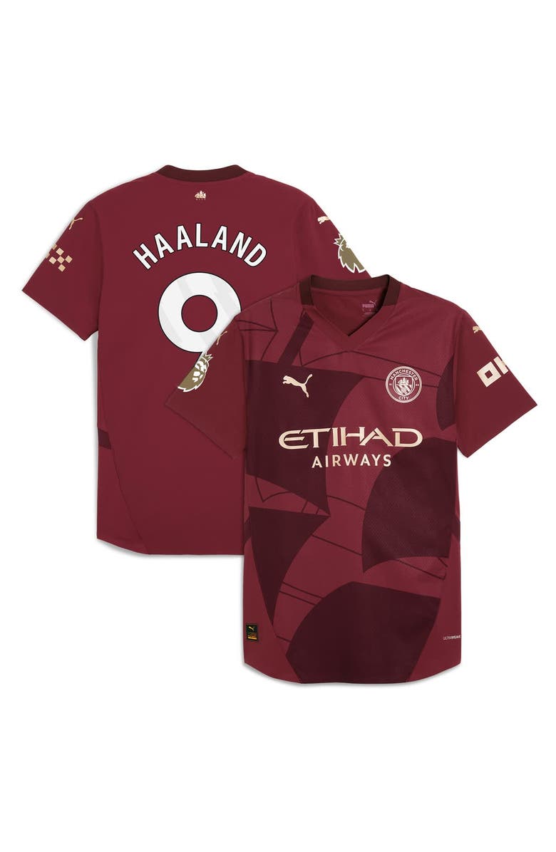 PUMA Men's Puma Erling Haaland Burgundy Manchester City 2024/25 Third Authentic Player Jersey, Main, color, 
