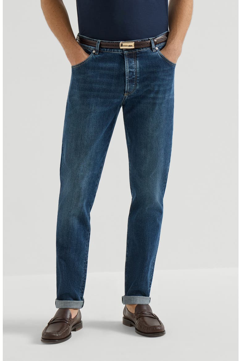 Comfort denim trousers, Main, color, Dark Denim