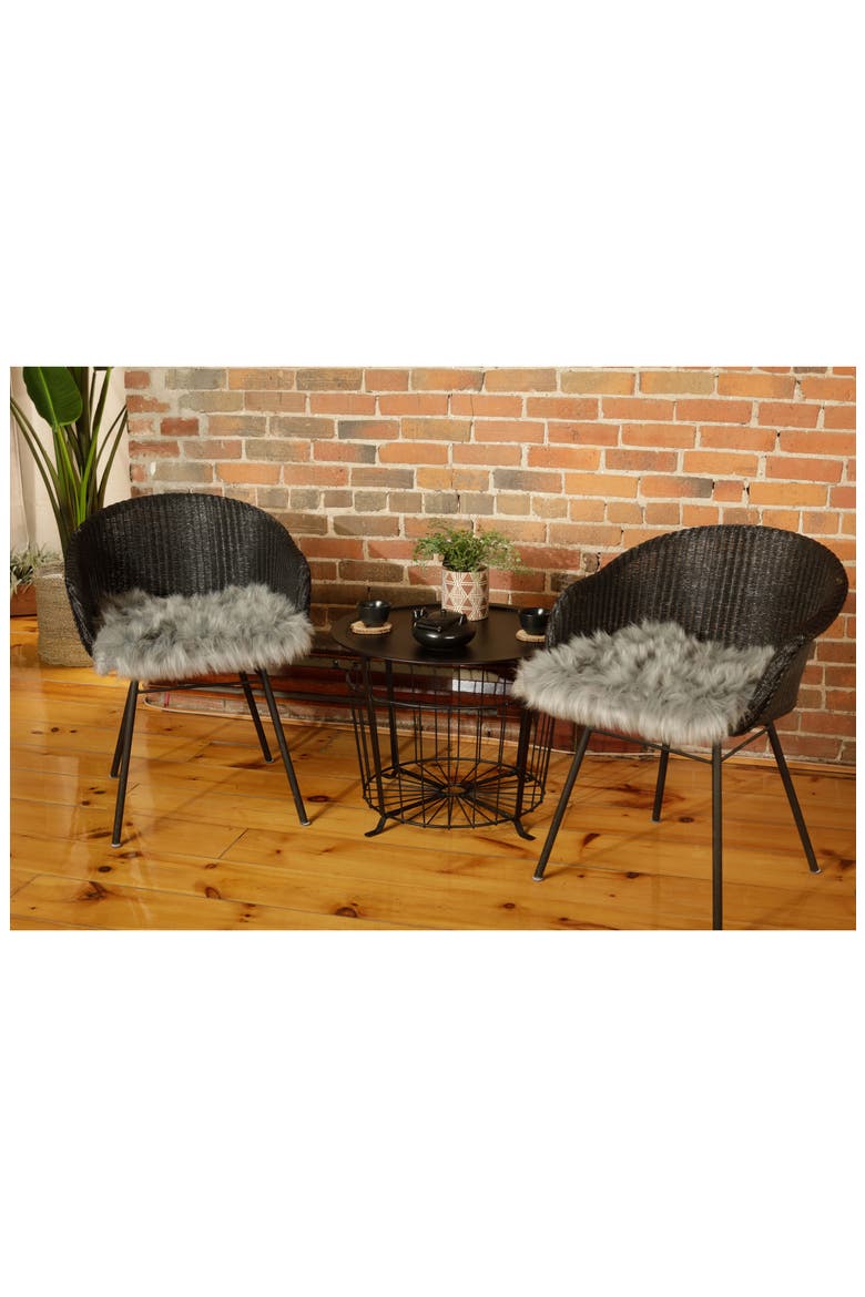 Laredo Faux Fur Seat Cushion - 17" x 17"  - Grey - Set of 2, Main, color, GREY