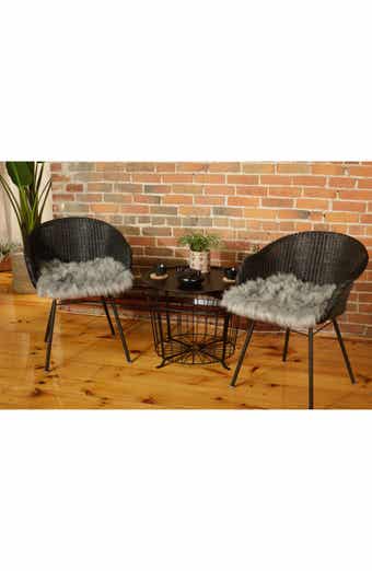 LUXE Laredo Faux Fur Seat Cushion - 17" x 17" - Grey - Set of 2