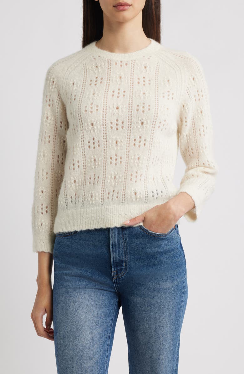DÔEN Emiliana Open Stitch Sweater, Main, color, Ivory