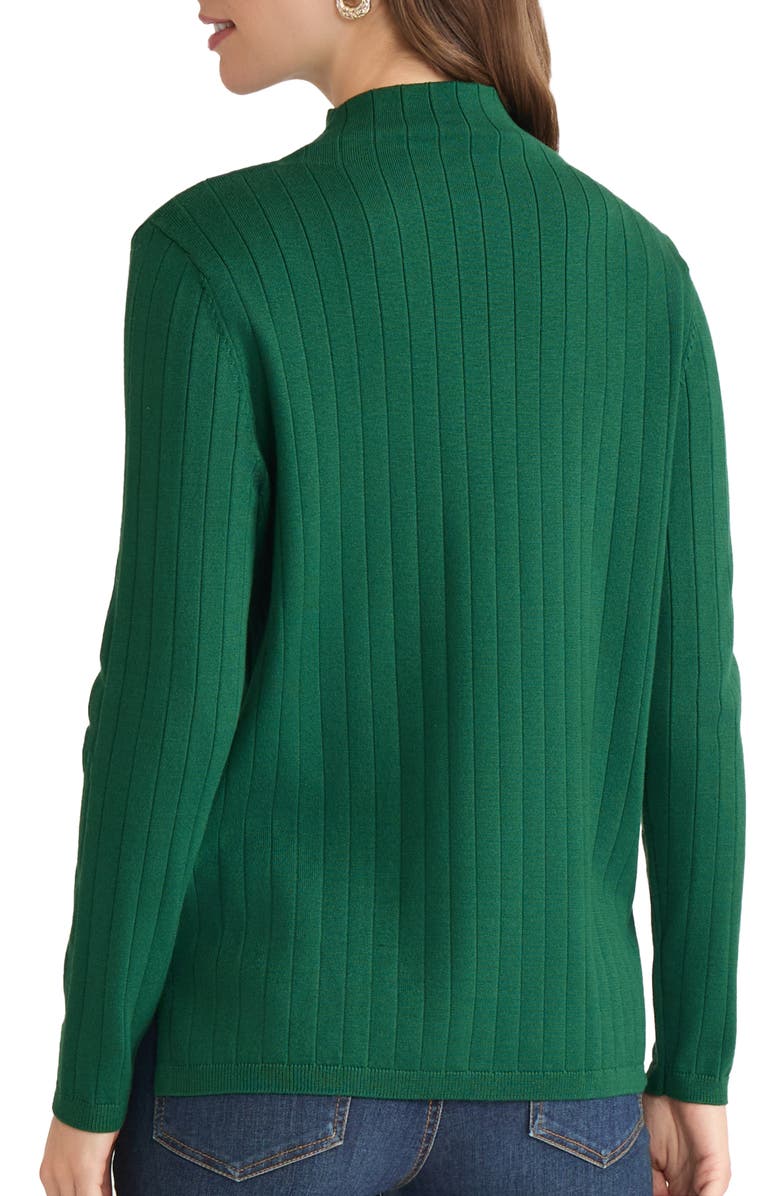 Jones New York Funnel Neck Wide Rib Sweater, Alternate, color, Forest Green
