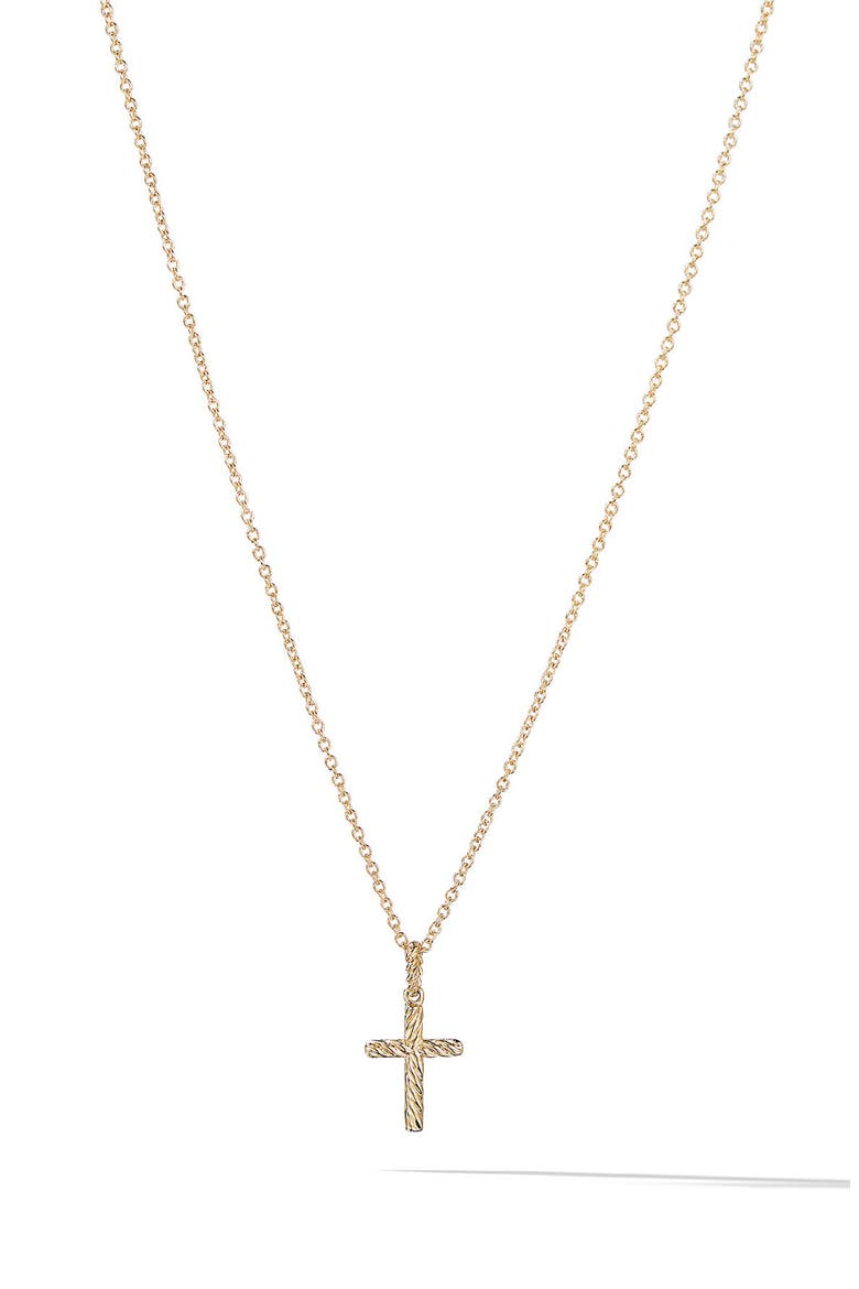 Cable Collectibles® Cross Necklace in 18K Yellow Gold & Diamonds, 17mm, Alternate, color, GOLD