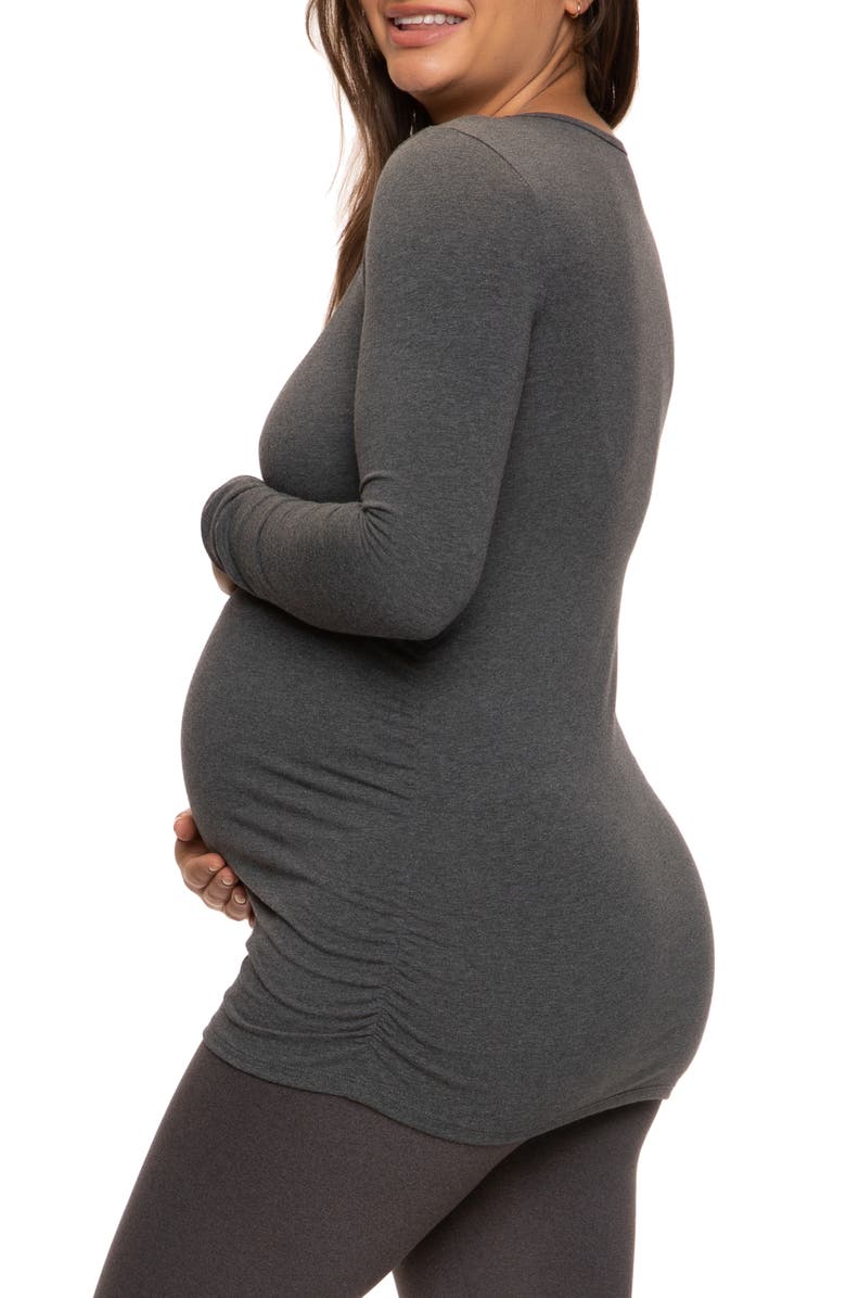 Felina Stretch Cotton & Modal Maternity T-Shirt, Alternate, color, Heathered Charcoal