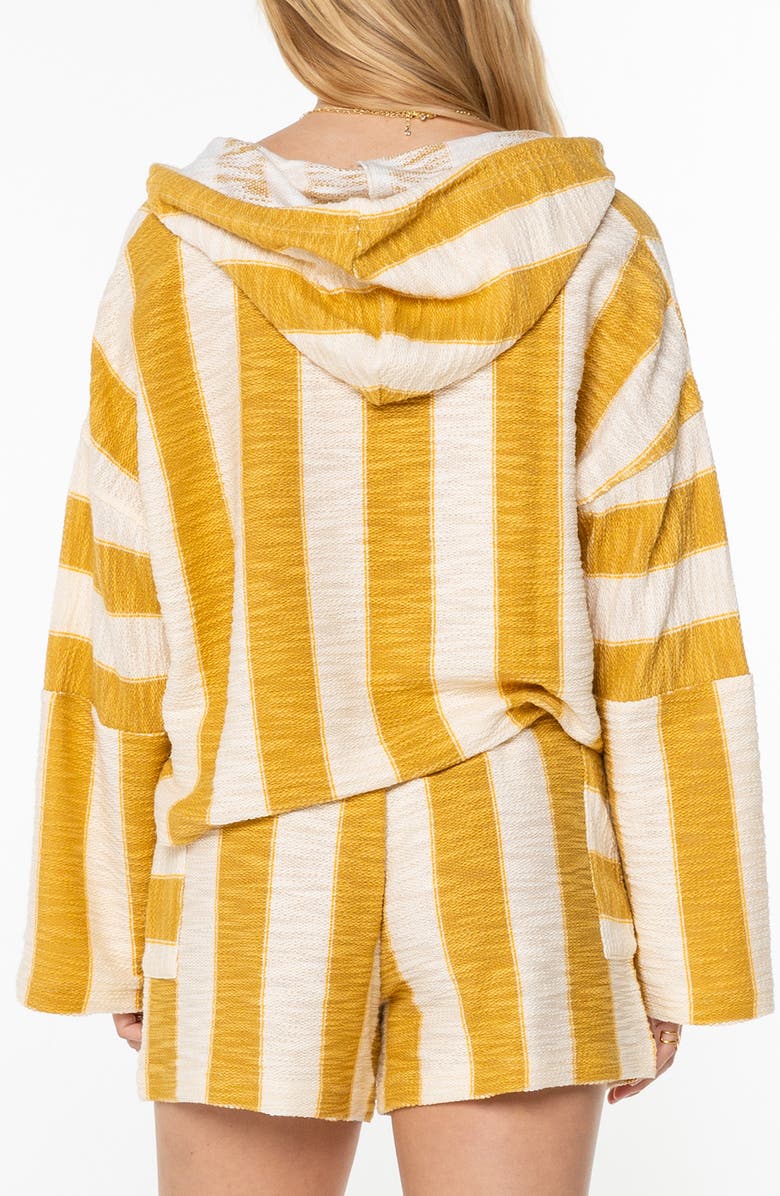 Roxy Rich Coast Stripe Hooded Sweatshirt, Alternate, color, Amber Gold Jungle Beach Stripe