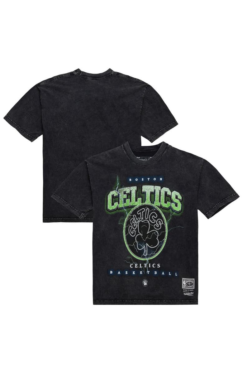 Mitchell & Ness Unisex Mitchell & Ness Black Boston Celtics Hardwood Classics Vintage Voltage Premium Heavyweight T-Shirt, Main, color, Black