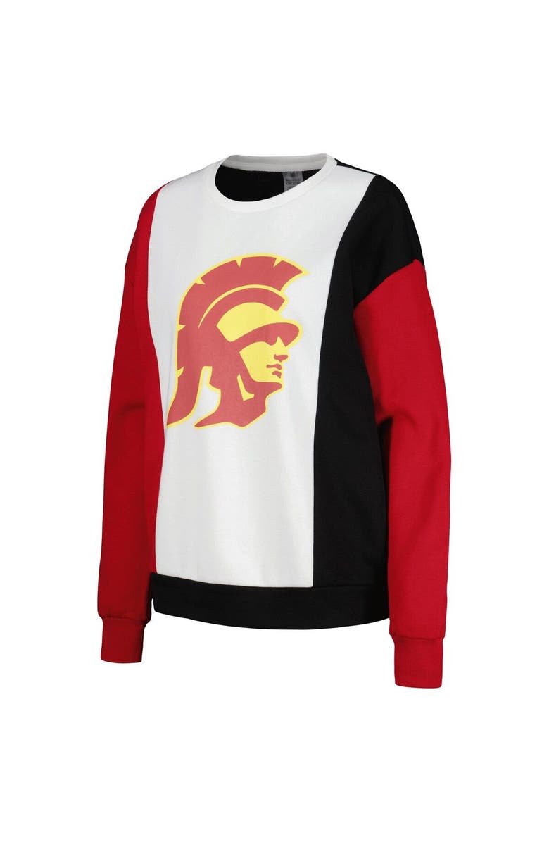 GAMEDAY COUTURE Women's Gameday Couture White/Black USC Trojans Vertical Color-Block Pullover Sweatshirt, Alternate, color, White