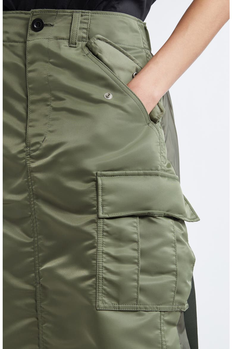 Insulated Nylon Twill Midi Cargo Skirt, Alternate, color, KHAKI 501