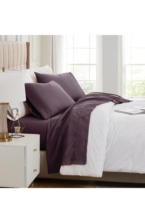 Southshore Fine Linens Premium Collection Pleated Extra Deep Pocket Sheet Set In Purple