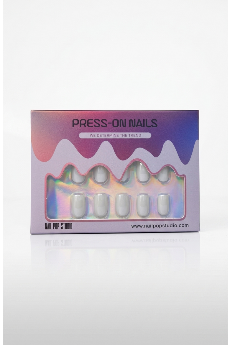 Classic Pearl White Short Square Press On Nails, Main, color, Pearl White