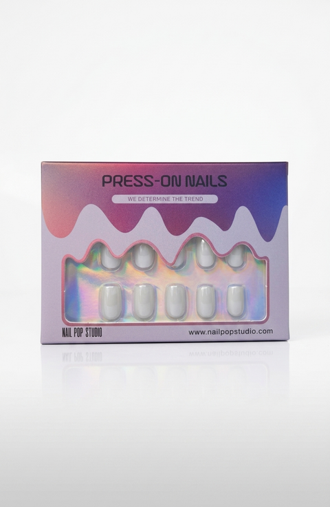 Classic Pearl White Short Square Press On Nails