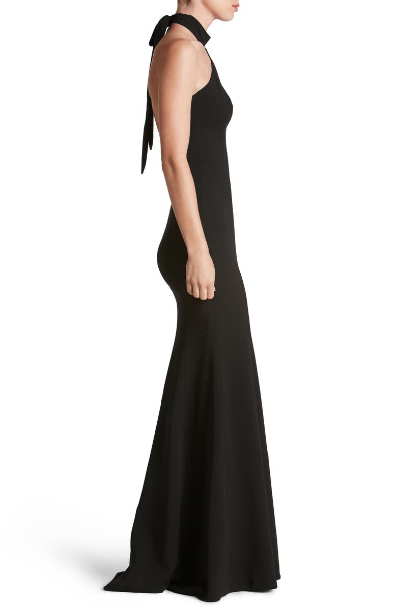 Dress the Population Taylor Crepe Halter Gown, Alternate, color, 