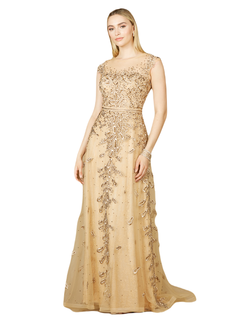 Inspired Lace Gown with Cap Sleeves