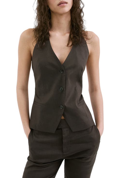 Halter Stretch Linen & Cotton Vest