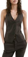 MANGO Halter Stretch Linen & Cotton Vest