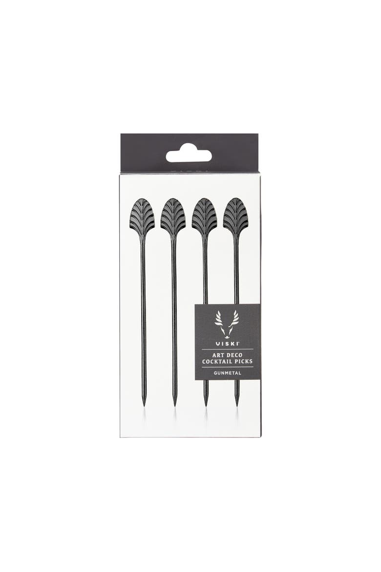 Art Deco Cocktail Picks Set of 4, Alternate, color, Black