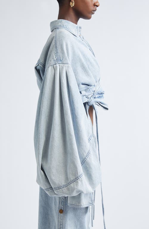 Zimmermann Rebellion Denim Wrap Crop Top In Blue